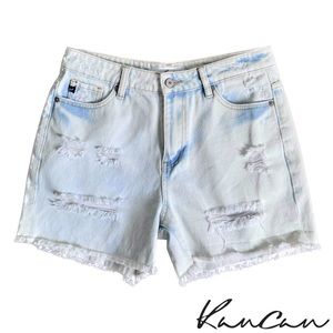 KANCAN White Washed Distressed Jean Shorts - SZ MED